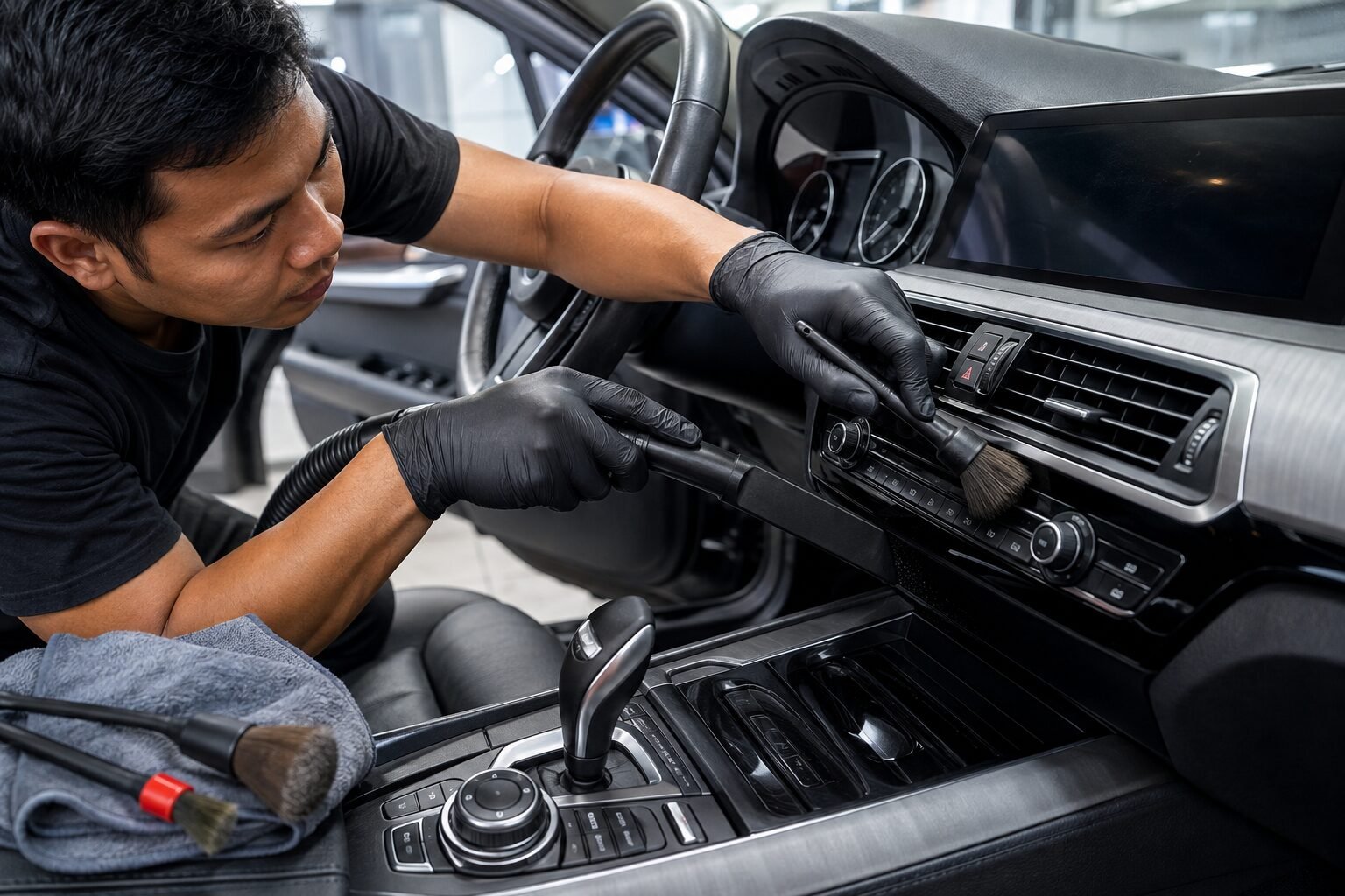 Proses detailing interior mobil di Zenith Motor